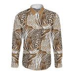African Wild Animal Skins Long Sleeve Button Shirt Leopard Pattern - African Pride