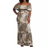 African Wild Animal Skins Off Shoulder Maxi Dress Leopard Pattern - African Pride