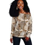 African Wild Animal Skins Off Shoulder Sweater Leopard Pattern - African Pride