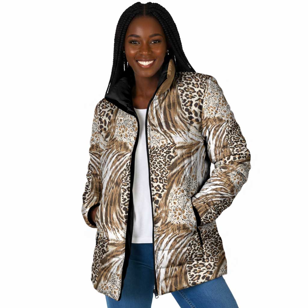 African Wild Animal Skins Padded Jacket Leopard Pattern