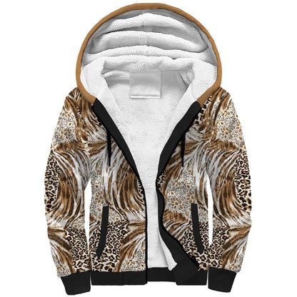 African Wild Animal Skins Sherpa Hoodie Leopard Pattern - African Pride