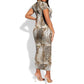 African Wild Animal Skins Short Sleeve Bodycon Dress Leopard Pattern - African Pride