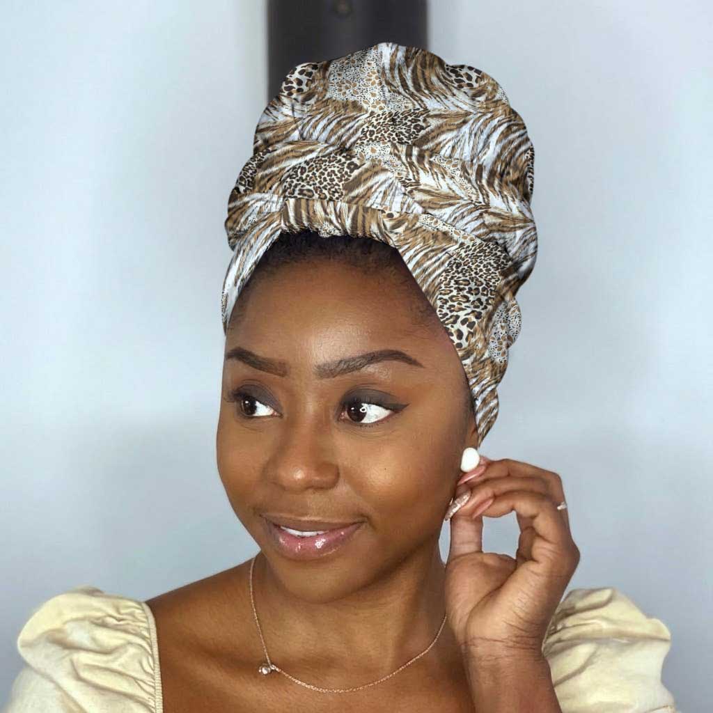 African Wild Animal Skins Simple Headwrap Leopard Pattern