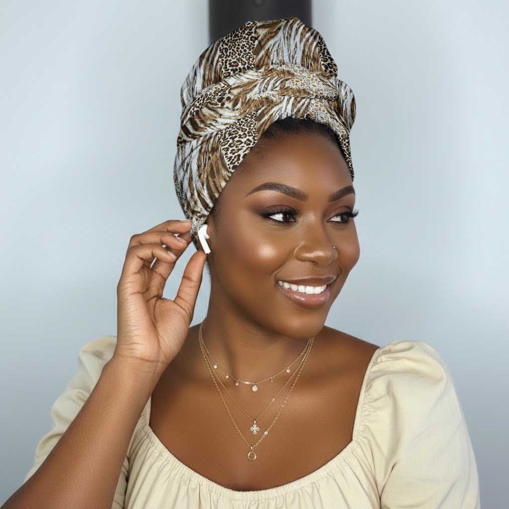African Wild Animal Skins Simple Headwrap Leopard Pattern