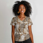 African Wild Animal Skins Women V-Neck T-Shirt Leopard Pattern - African Pride