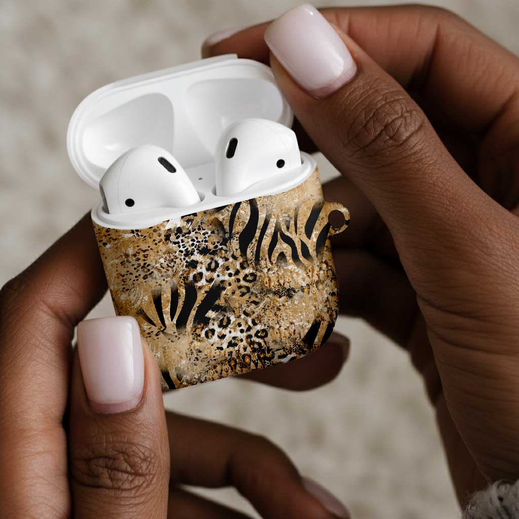 African Wild Animal Skins AirPods Case Zebra Tiger Leopard Mix Skin