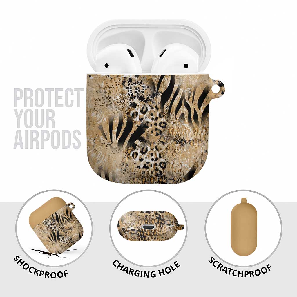 African Wild Animal Skins AirPods Case Zebra Tiger Leopard Mix Skin