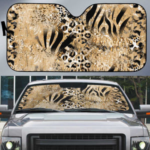 African Wild Animal Skins Auto Sun Shade Zebra Tiger Leopard Mix Skin