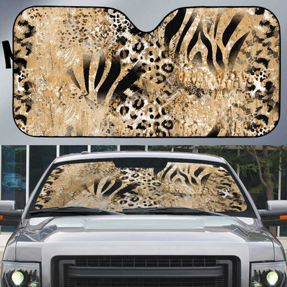 African Wild Animal Skins Auto Sun Shade Zebra Tiger Leopard Mix Skin