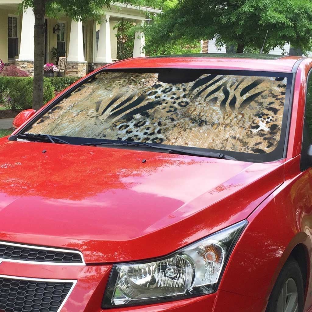 African Wild Animal Skins Auto Sun Shade Zebra Tiger Leopard Mix Skin