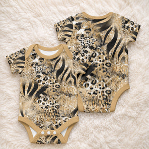 African Wild Animal Skins Baby Onesie Zebra Tiger Leopard Mix Skin