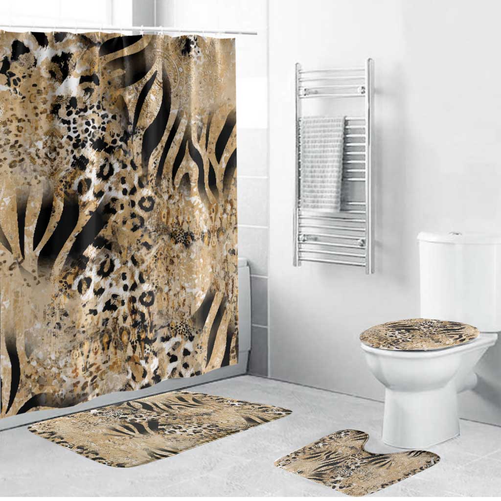 African Wild Animal Skins Bathroom Set Zebra Tiger Leopard Mix Skin