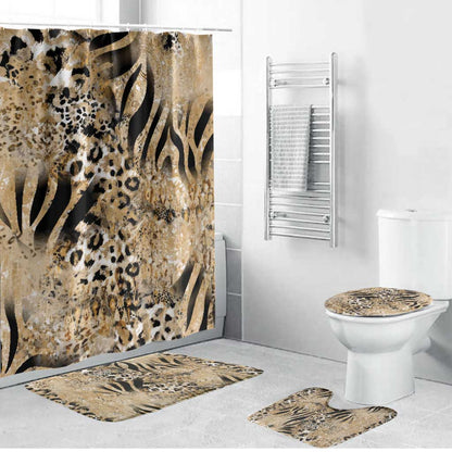 African Wild Animal Skins Bathroom Set Zebra Tiger Leopard Mix Skin