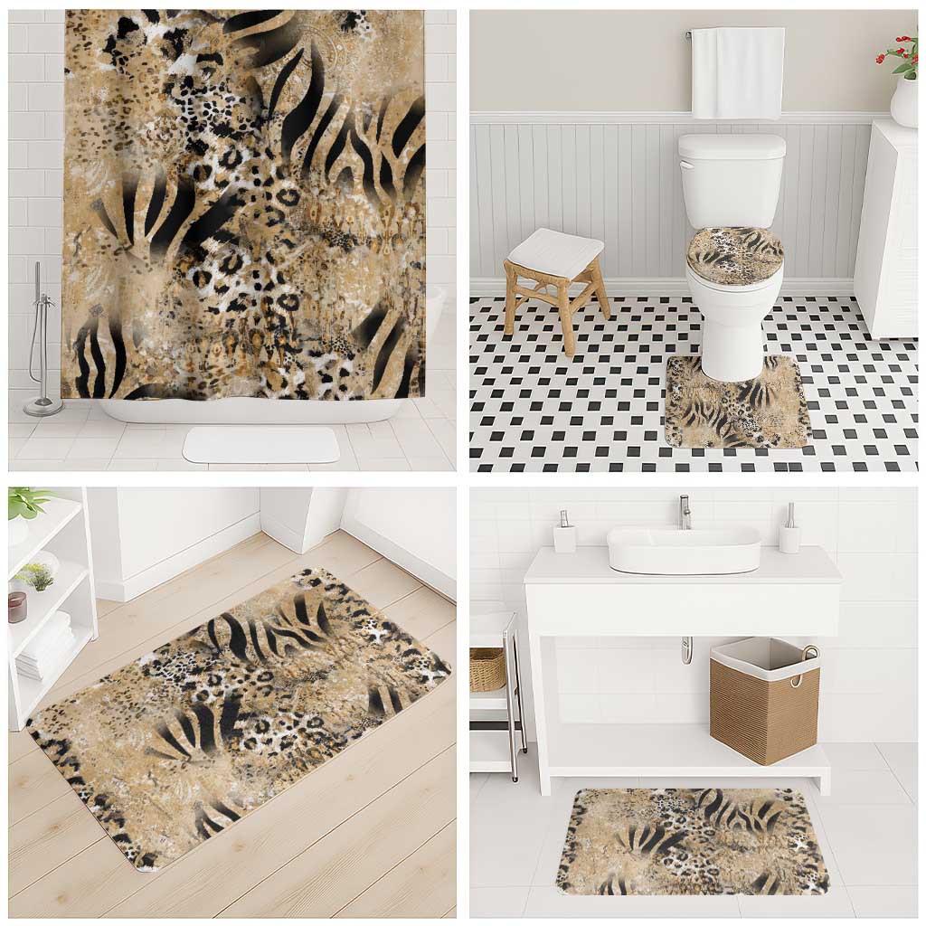 African Wild Animal Skins Bathroom Set Zebra Tiger Leopard Mix Skin