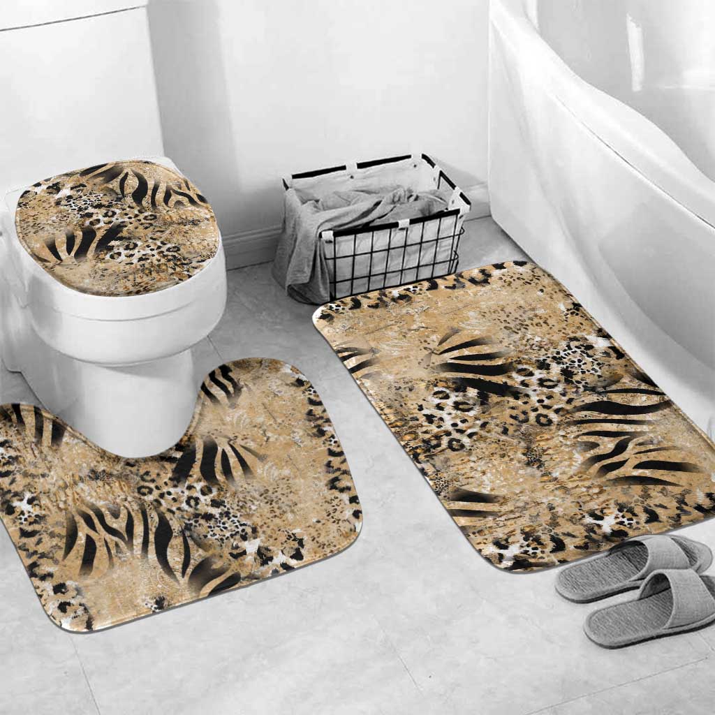 African Wild Animal Skins Bathroom Set Zebra Tiger Leopard Mix Skin