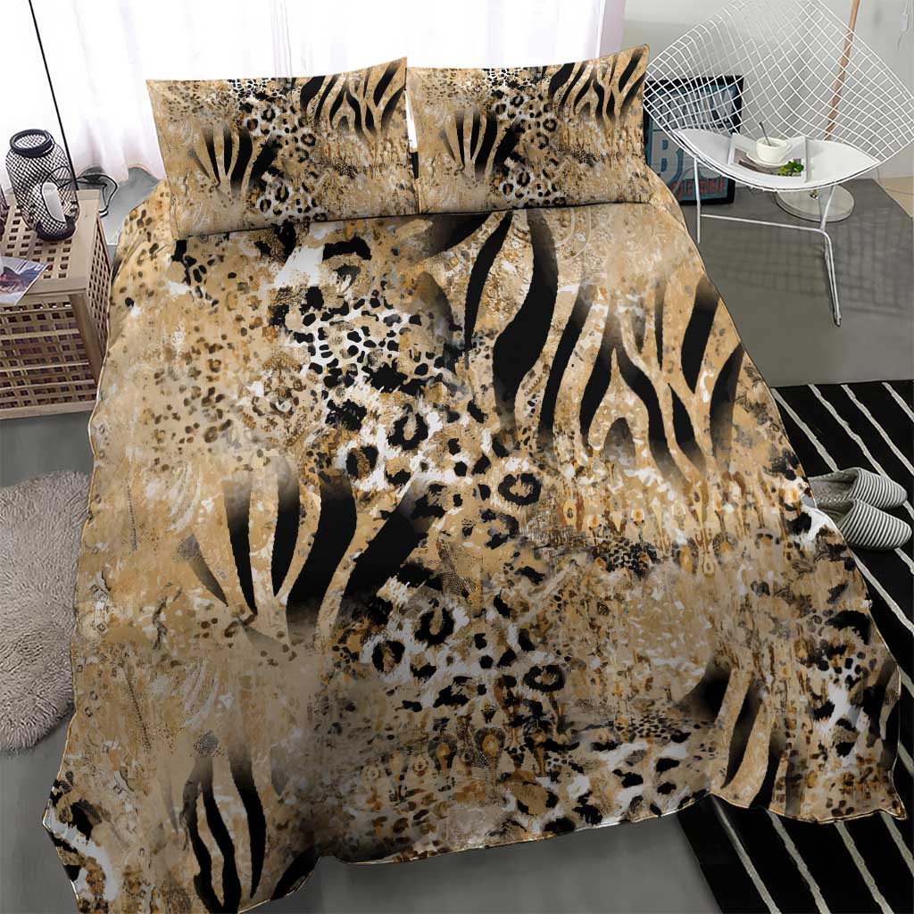 African Wild Animal Skins Bedding Set Zebra Tiger Leopard Mix Skin - African Pride