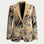 African Wild Animal Skins Blazer Zebra Tiger Leopard Mix Skin