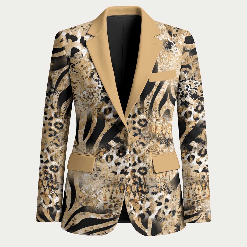 African Wild Animal Skins Blazer Zebra Tiger Leopard Mix Skin