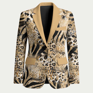 African Wild Animal Skins Blazer Zebra Tiger Leopard Mix Skin