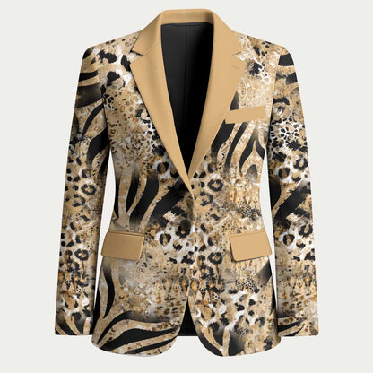 African Wild Animal Skins Blazer Zebra Tiger Leopard Mix Skin