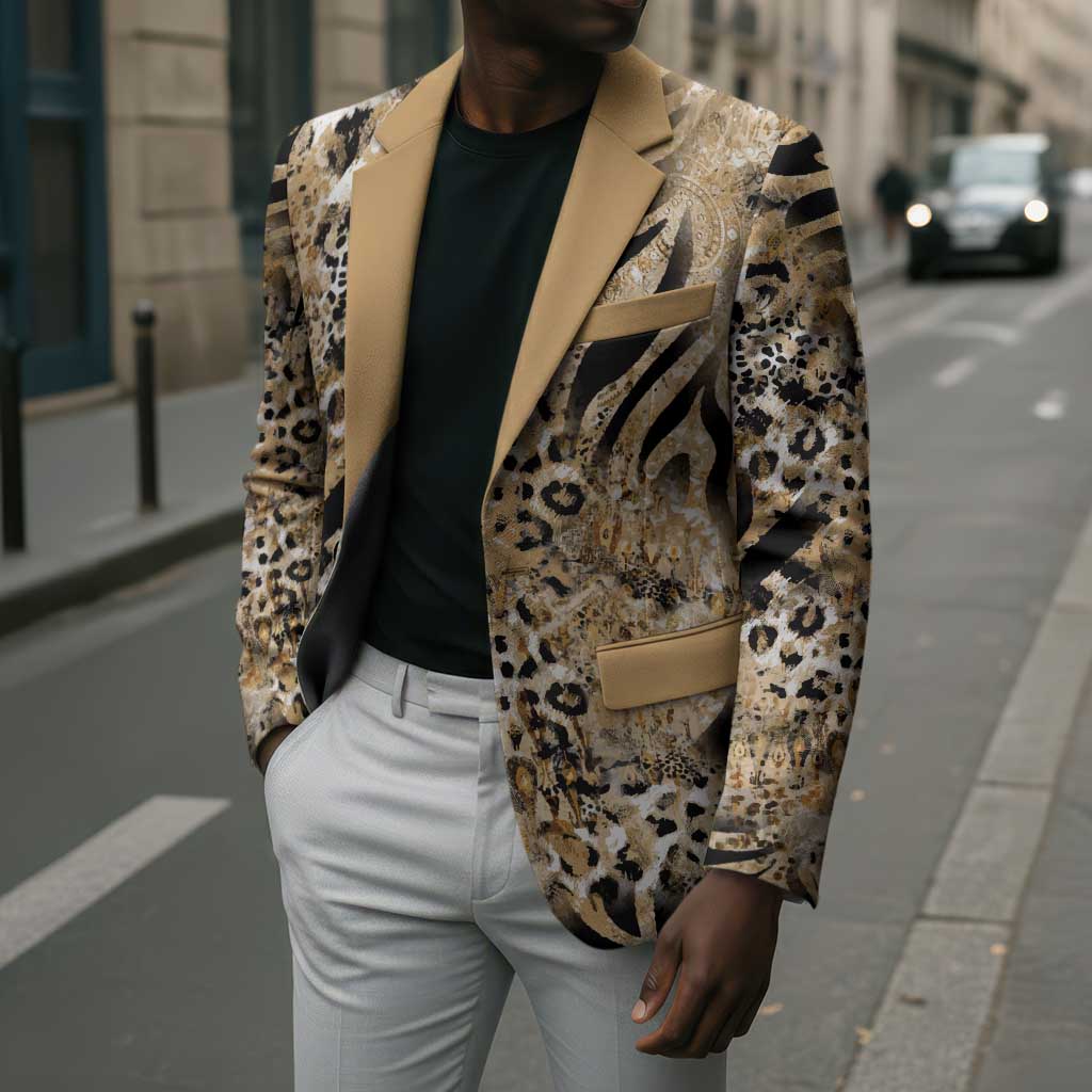 African Wild Animal Skins Blazer Zebra Tiger Leopard Mix Skin