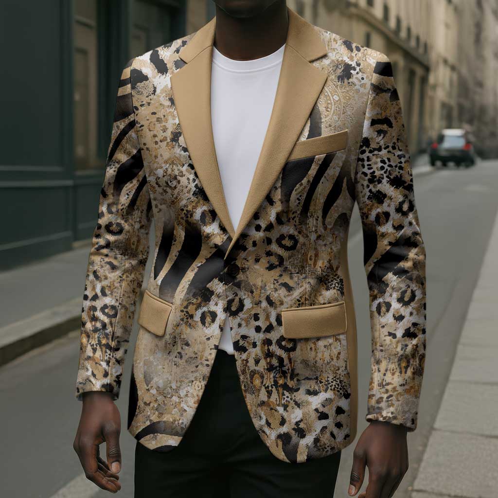African Wild Animal Skins Blazer Zebra Tiger Leopard Mix Skin