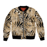 African Wild Animal Skins Bomber Jacket Zebra Tiger Leopard Mix Skin - African Pride