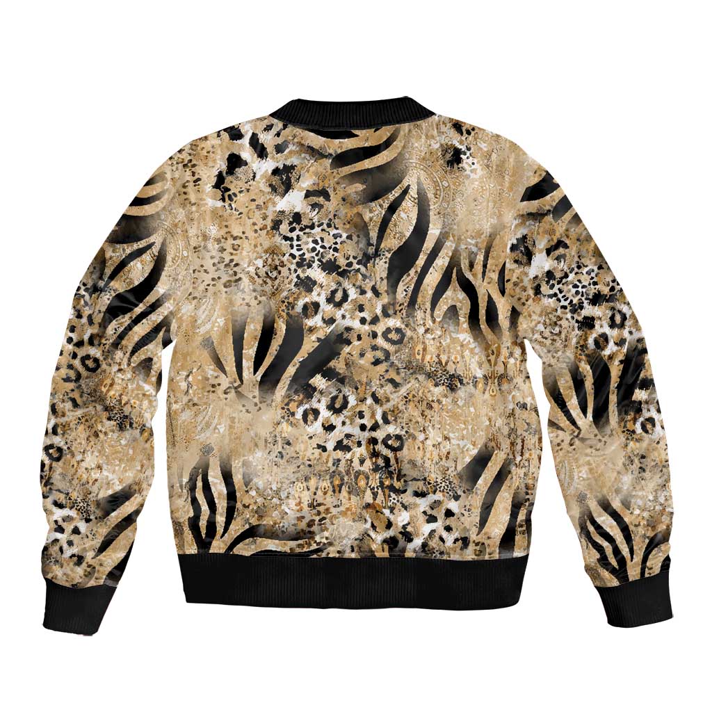 African Wild Animal Skins Bomber Jacket Zebra Tiger Leopard Mix Skin - African Pride