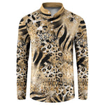 African Wild Animal Skins Button Sweatshirt Zebra Tiger Leopard Mix Skin