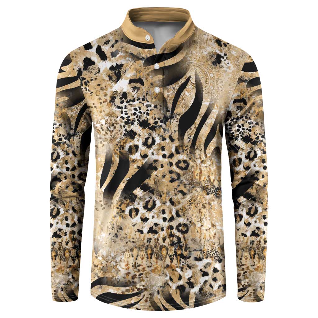 African Wild Animal Skins Button Sweatshirt Zebra Tiger Leopard Mix Skin