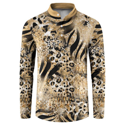 African Wild Animal Skins Button Sweatshirt Zebra Tiger Leopard Mix Skin
