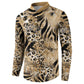 African Wild Animal Skins Button Sweatshirt Zebra Tiger Leopard Mix Skin