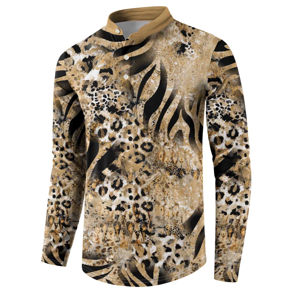 African Wild Animal Skins Button Sweatshirt Zebra Tiger Leopard Mix Skin