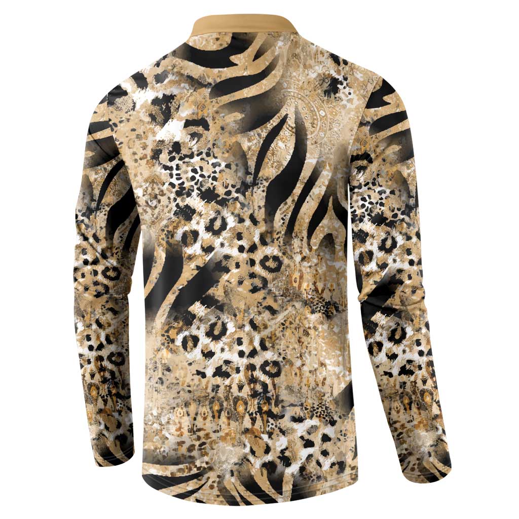 African Wild Animal Skins Button Sweatshirt Zebra Tiger Leopard Mix Skin