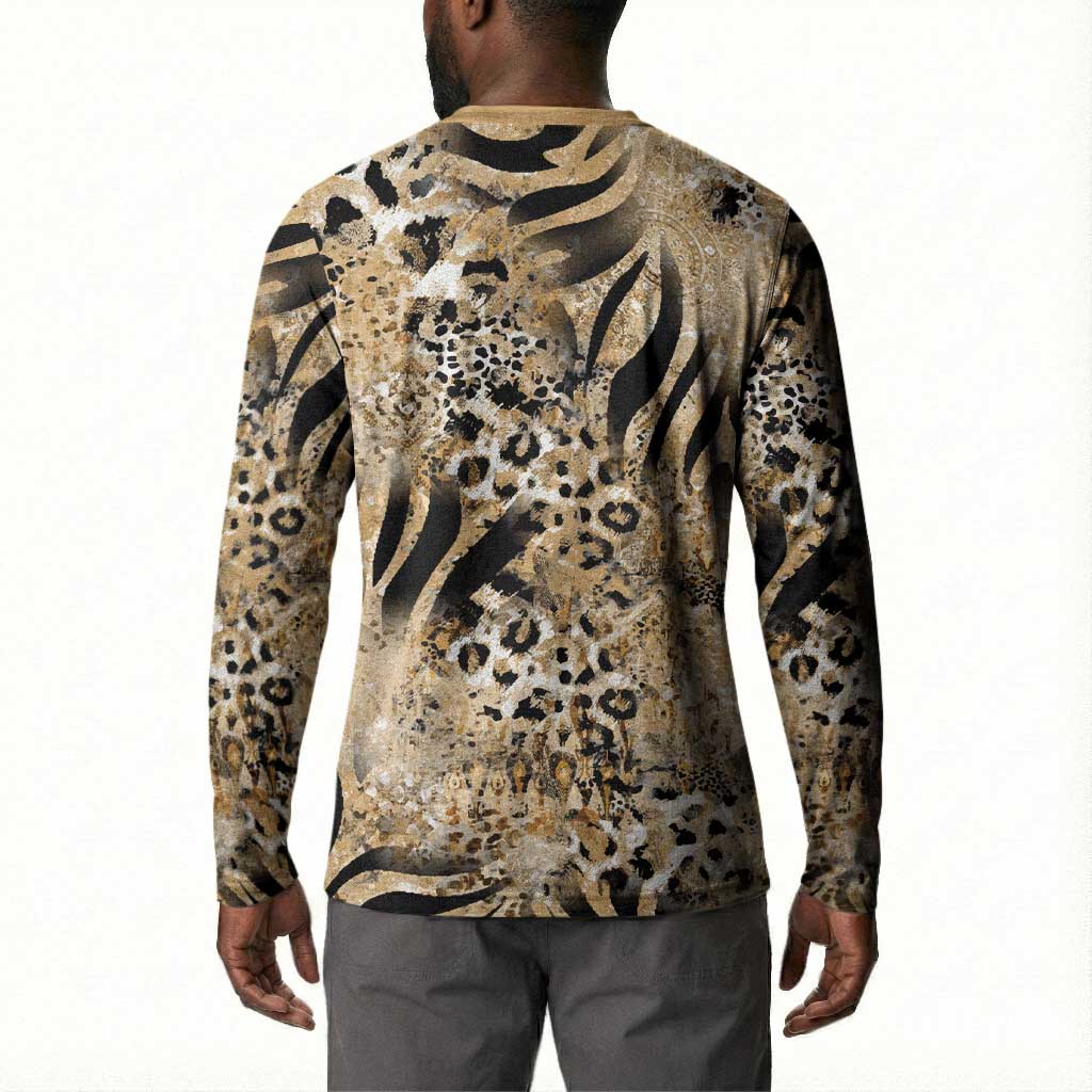 African Wild Animal Skins Button Sweatshirt Zebra Tiger Leopard Mix Skin