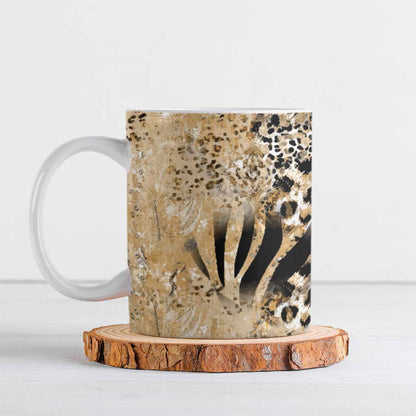African Wild Animal Skins Ceramic Mug Zebra Tiger Leopard Mix Skin