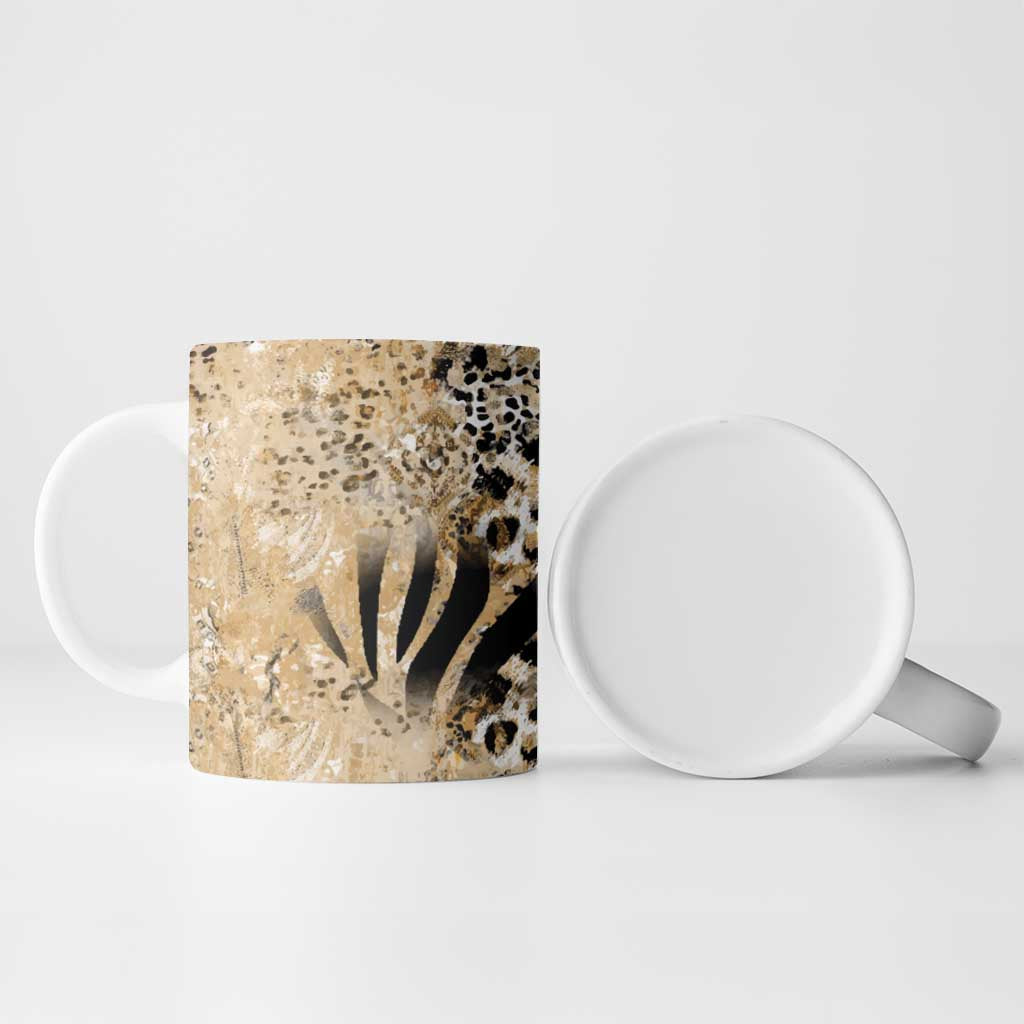 African Wild Animal Skins Ceramic Mug Zebra Tiger Leopard Mix Skin