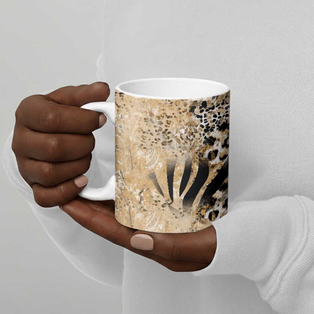 African Wild Animal Skins Ceramic Mug Zebra Tiger Leopard Mix Skin