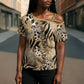 African Wild Animal Skins Cross Shoulder Shirt Zebra Tiger Leopard Mix Skin