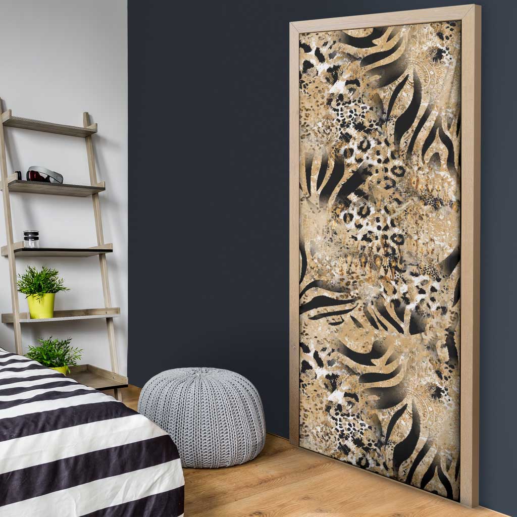 African Wild Animal Skins Door Cover Zebra Tiger Leopard Mix Skin