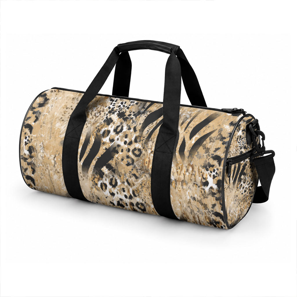African Wild Animal Skins Duffle Bag Zebra Tiger Leopard Mix Skin