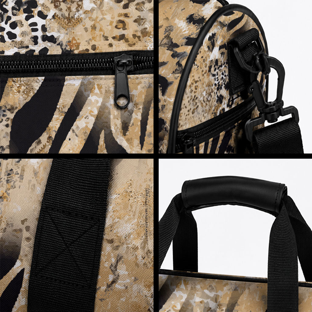 African Wild Animal Skins Duffle Bag Zebra Tiger Leopard Mix Skin