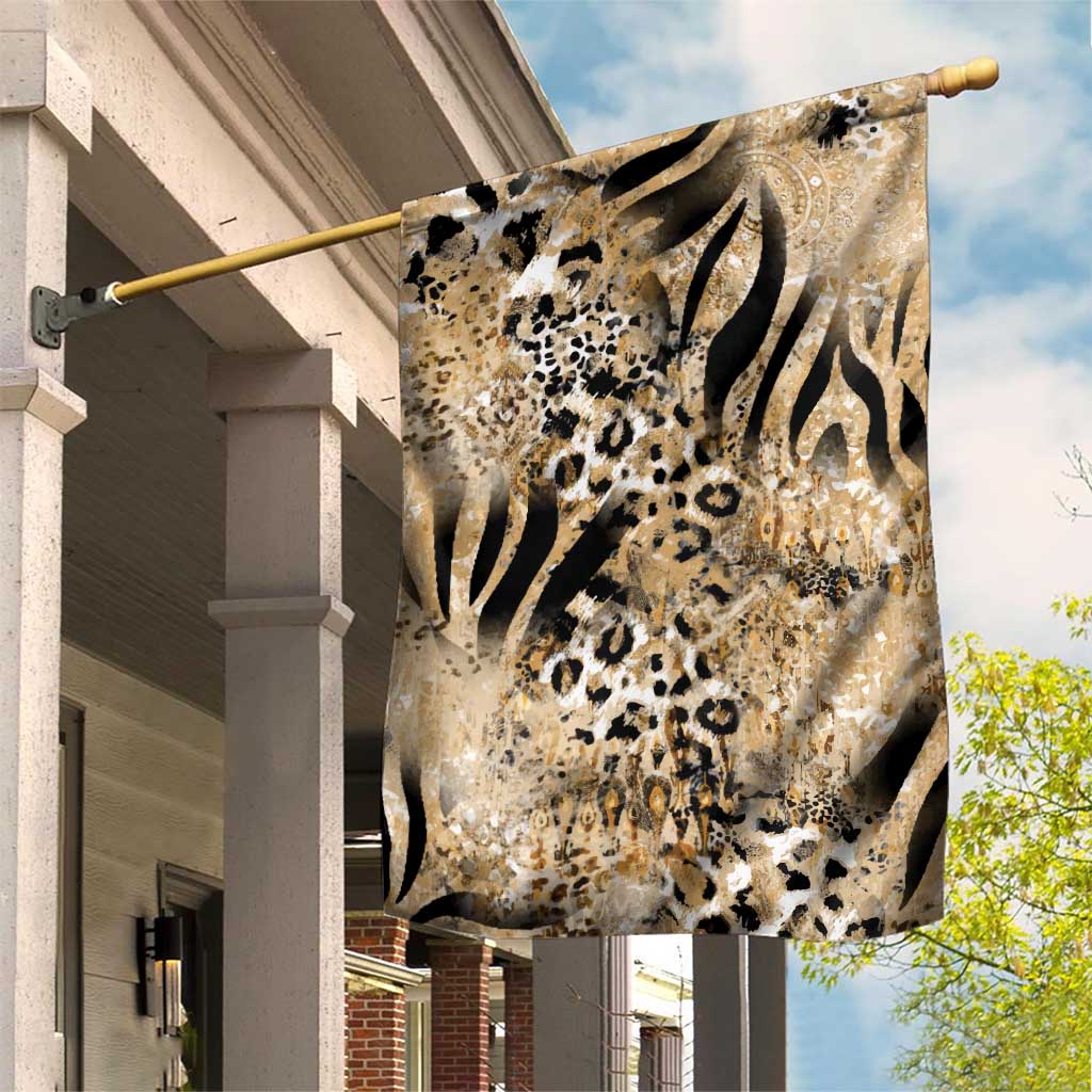 African Wild Animal Skins Garden Flag Zebra Tiger Leopard Mix Skin - African Pride