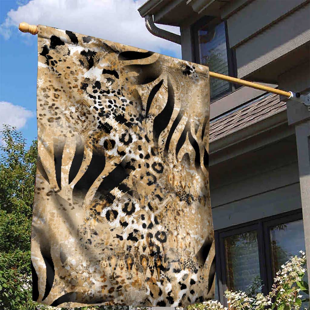 African Wild Animal Skins Garden Flag Zebra Tiger Leopard Mix Skin - African Pride
