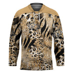 African Wild Animal Skins Hockey Jersey Zebra Tiger Leopard Mix Skin