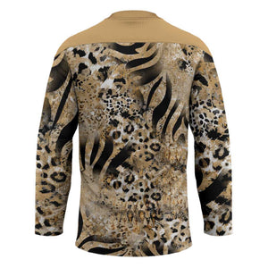 African Wild Animal Skins Hockey Jersey Zebra Tiger Leopard Mix Skin