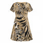 African Wild Animal Skins Kid Short Sleeve Dress Zebra Tiger Leopard Mix Skin - African Pride