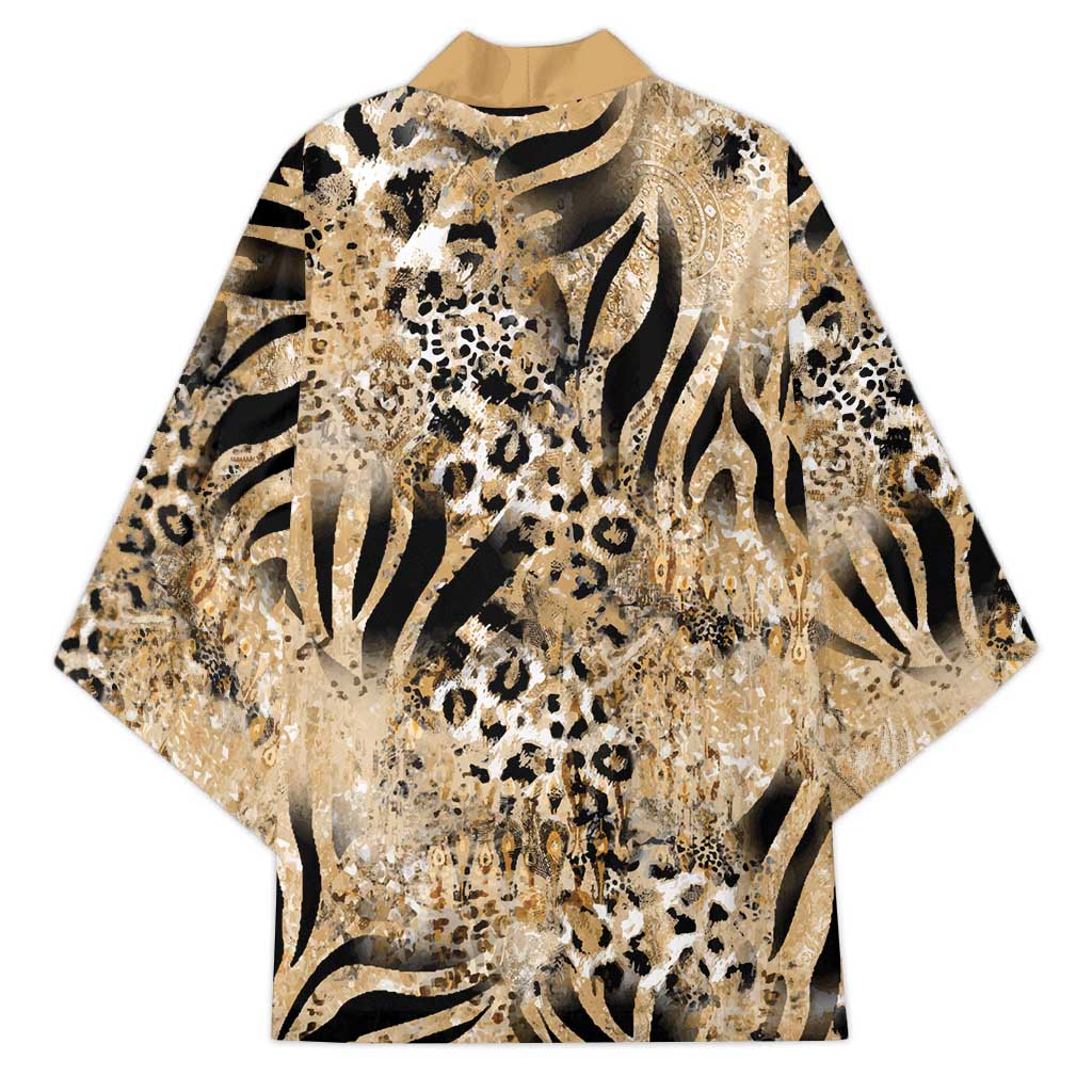 African Wild Animal Skins Kimono Zebra Tiger Leopard Mix Skin