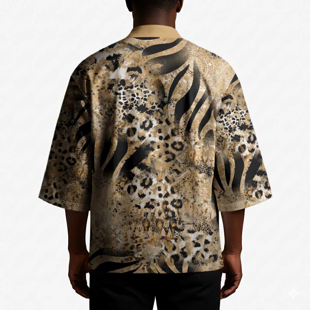 African Wild Animal Skins Kimono Zebra Tiger Leopard Mix Skin