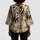 African Wild Animal Skins Kimono Sleeve Blouse Zebra Tiger Leopard Mix Skin